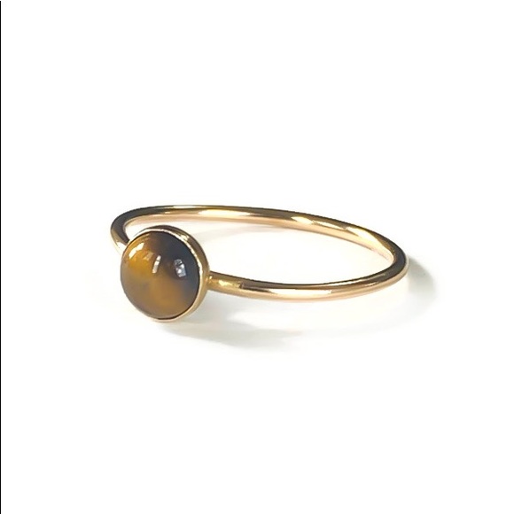 14KYGF Tigers Eye Skinny Stacking Protection Ring - Picture 3 of 9